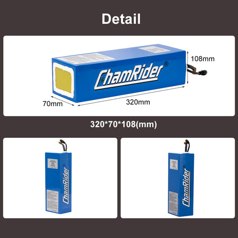 Chamrider Samsung 36V 48V PVC CFK2 Battery Ebike  25A 30A 40A BMS Lithium Battery Pack 18650 21700 Rectangular Battery For Electric Bike Scooter Bafang