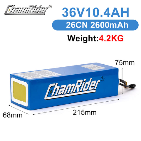 Chamrider Samsung 36V 48V PVC CFK-2 Battery Ebike  25A 30A 40A BMS Lithium Battery Pack 18650 21700 Rectangular Battery For Electric Bike Scooter Bafang