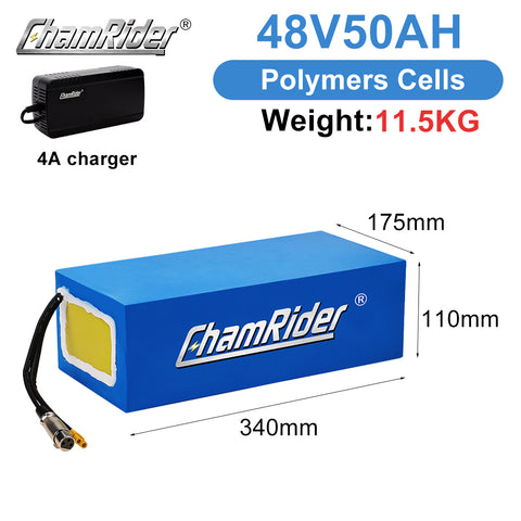 ChamRIder PVC battery 48V50AH Battery Polymer High Stability Cells Continuous Discharge High Battery