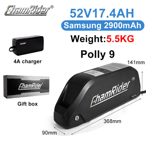 ChamRider Lithium E-bike battery Electric Intelligent Bicycle Polly9 Battery 21700 18650 cell 36V 48V 52V 17.4AH 20.3AH 26.1AH 25A 40A BMS EnviroNmental 500w 1000w 2000W High Cycle Life Samsung ChamRider