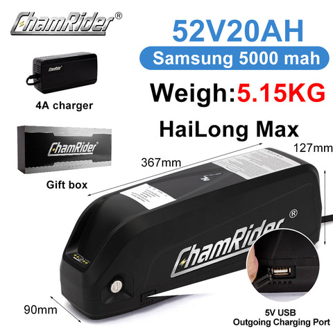 ChamRider Ebike Battery 48V20AH 48V25AH Hailong Max BMS APP GPS Max to 1500W 21700 Cell 13S5P