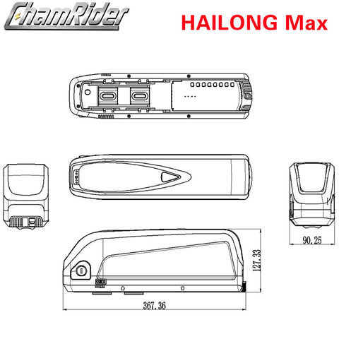 ChamRider Ebike Battery 48V25AH Hailong Max BMS APP GPS Max to 1500W 21700 Cell 13S5P