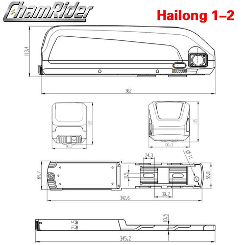 ChamRider Ebike Battery 48V25AH Hailong Max BMS APP GPS Max to 1500W 21700 Cell 13S5P